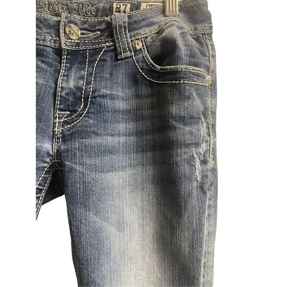 Miss Me Womens Blue Light Wash Embroidered Bootcut Distressed Jeans Size 27 - Picture 4 of 11